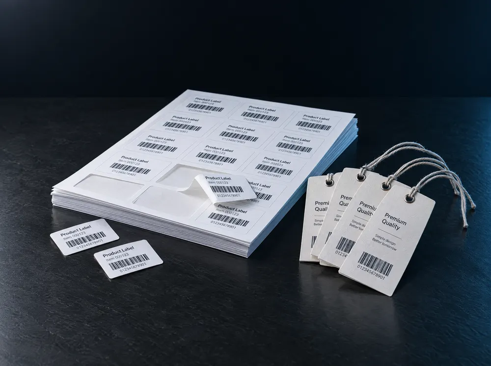 Laser label sheet and printed hang tags