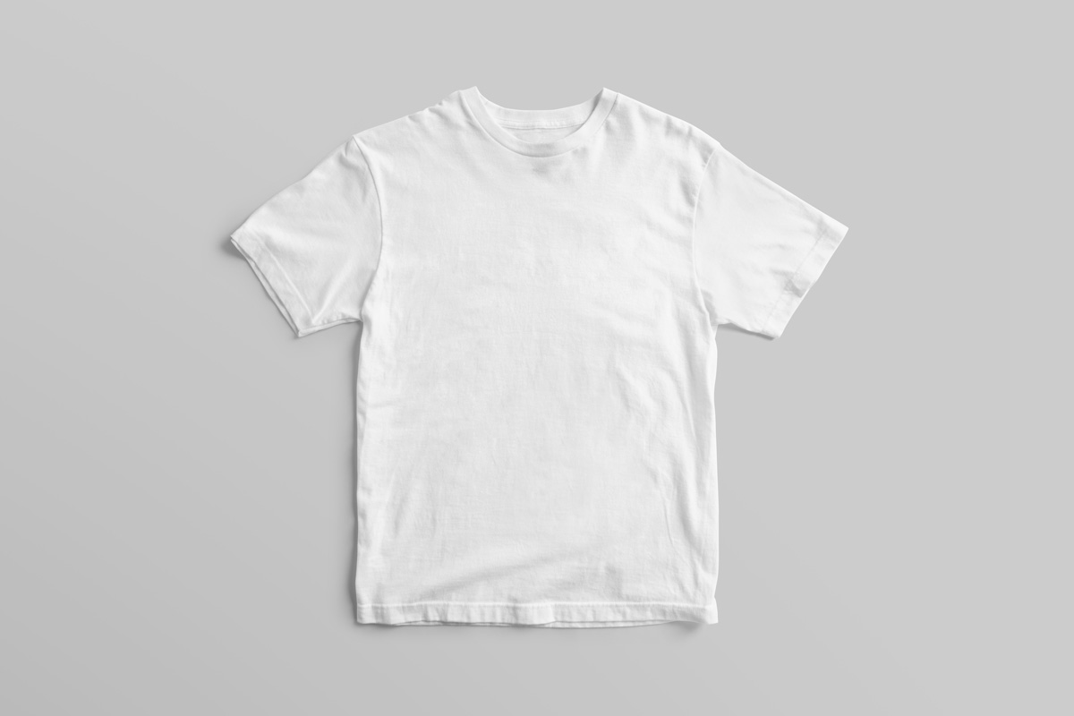 A blank white t-shirt against a grey background in El Paso.